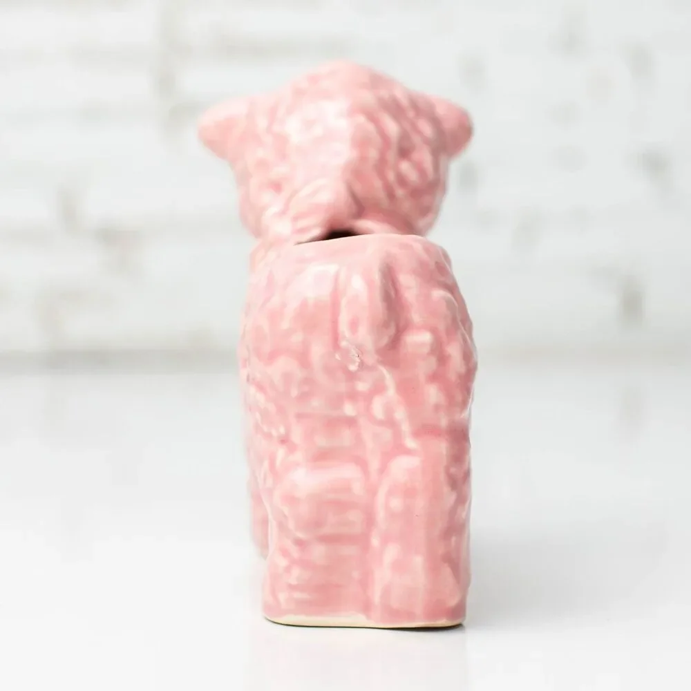 1950's Mid-Century Ceramic Pink Lamb Sheep Planter Vintage Crazing